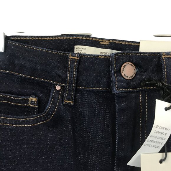 Topshop Moto Tally Dark Blue Ultimate Stretch Flare Jeans W25 L32 Mid Rise - Picture 9 of 15